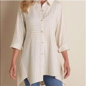 Soft Surroundings Standout Asymmetrical Striped Shirt Tunic Size PXS